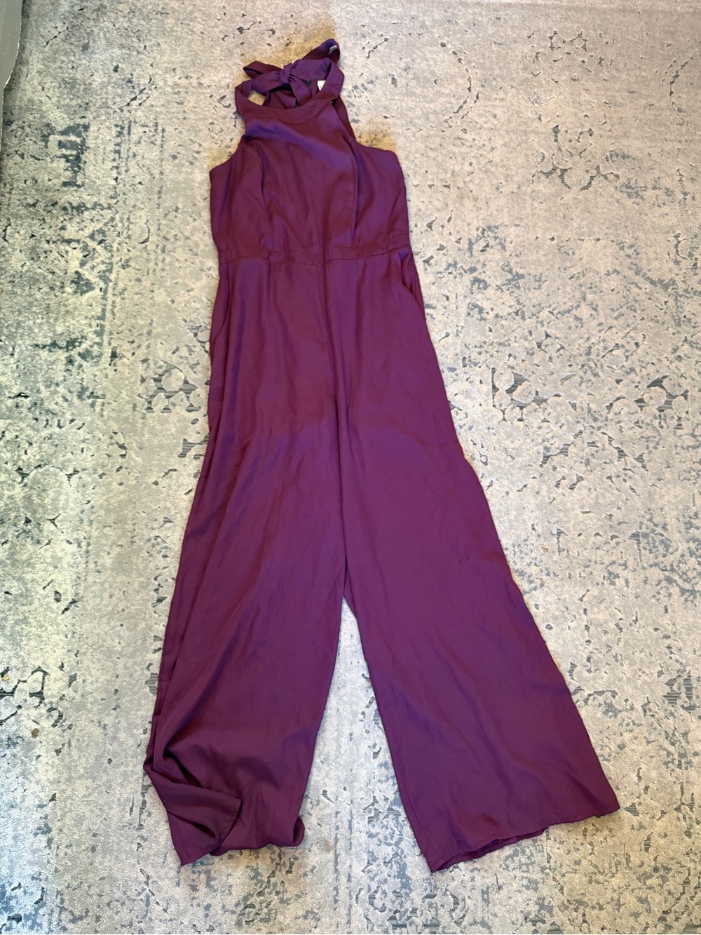Womens Sleeveless Wide-Leg Jumpsuit in Deep Plum